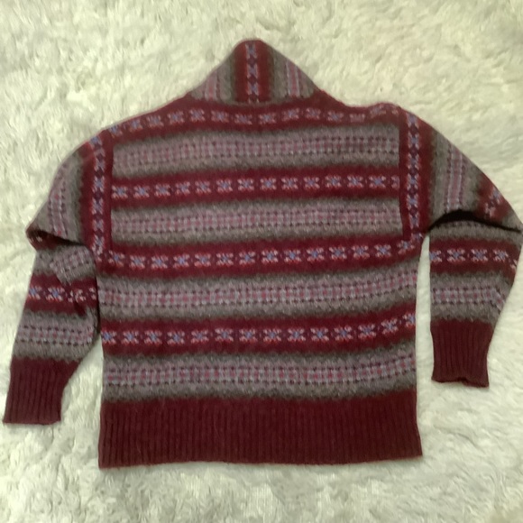 Burberrys Made in Scotland Fair Isle Wool Shawl Collar Sweater L Vintage 70s-80s - Picture 4 of 15